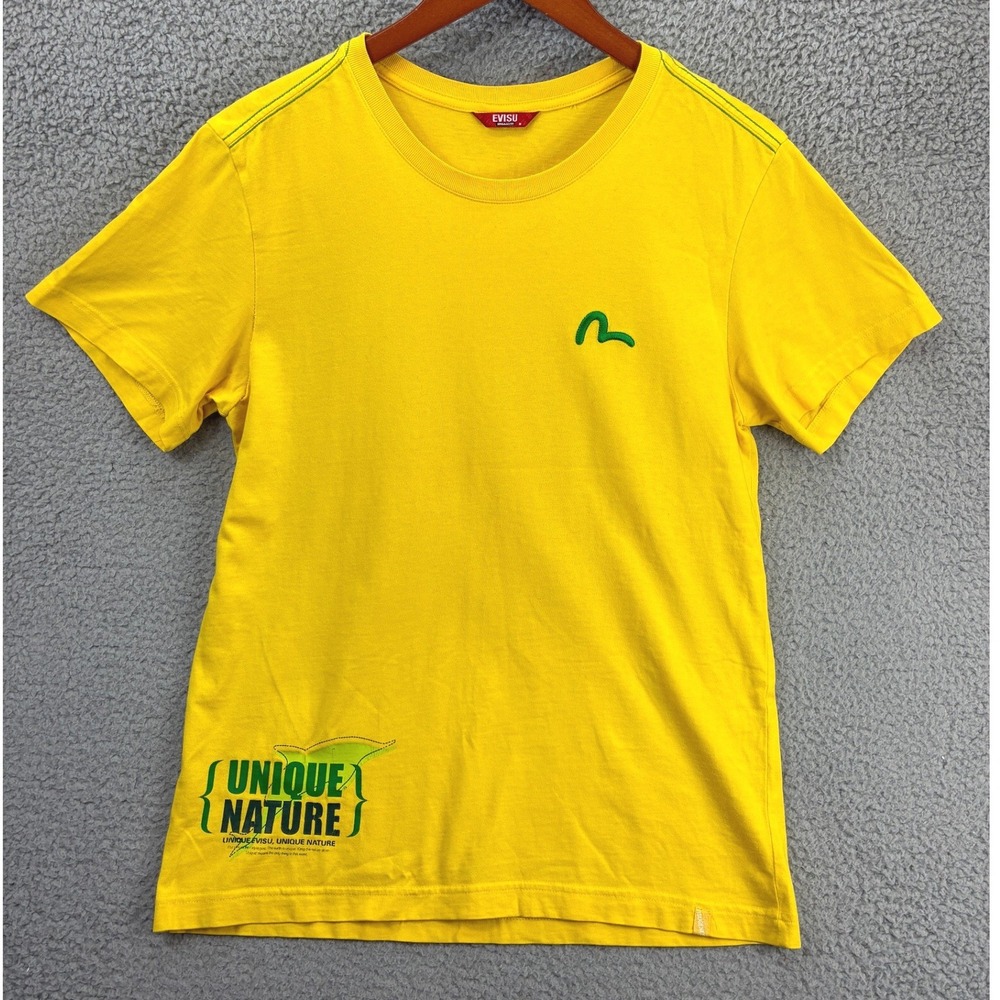 Evisu Unique Nature Seagull T-Shirt Mens M Yellow Vintage Streetwear Graphic